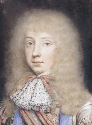 Porträt von Edward Stuart, Brustlänge, mit fließendem Haar und Spitzenkragen