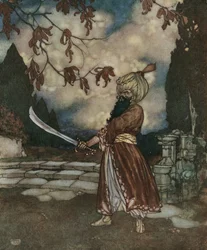 Blaubart: Der furchterregende Blaubart hat einen so schwarzen Bart, dass er blau aussieht, ca. 1910