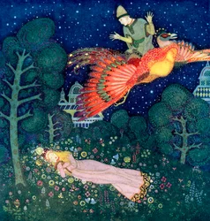 Illustration für das russische Märchen Feuervogel