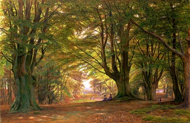 Spiel im Buchenwald, 1876 (Aquarell)