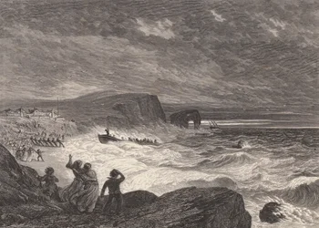 Das Rettungsboot an Land ziehen