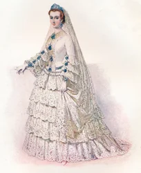 Die Kaiserin Eugenie in ihrem Brautkleid, 1853, 1902