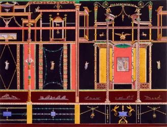 Wanddekoration aus dem Haus der Dioskuren, Pompeji