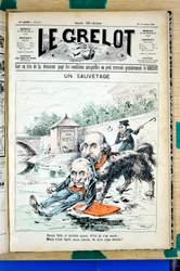 Titelblatt von „Le Grelot“, Nummer 1337, Satirisch in Farben