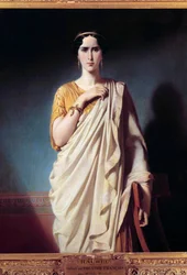 Porträt von Elisabeth Felix, genannt Mademoiselle Rachel, Schauspielerin. Gemälde von Edouard Louis Dubufe