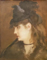 Berthe Morisot mit einem schwarzen Hut