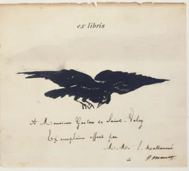 Ex-libris lithographiert von Edouard Manet zur Illustration: Edgar Allen POE. Der Rabe. Übersetzung von Stéphane Mallarmé mit Illustrationen von Edouard Manet