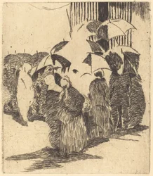 Schlange vor der Metzgerei, 1870.
