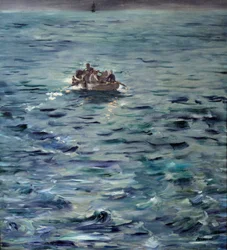 Rocheforts Flucht. Henri de Rochefort, französischer Schriftsteller (1831-1913), deportiert auf die Ducos-Halbinsel in Neukaledonien, floh im März 1874 mit Grousset und Pain. Gemälde von Edouard Manet (1832-1883)