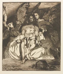 Der tote Christus mit Engeln