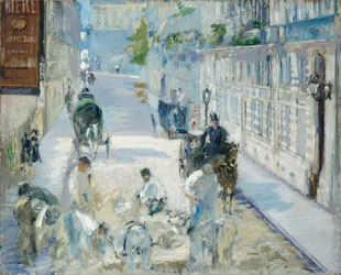 Die Rue Mosnier mit Arbeitern