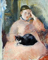 Frau mit einer Katze, um 1880-2