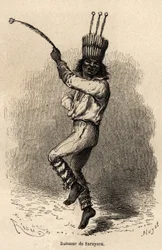 Eine Tänzerin in Sarayacu (Peru), Zeichnung von Riou, zur Illustration von Paul Marcoy