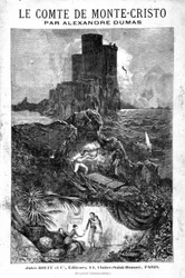 Das Schloss von If, die Entdeckung des Schatzes und die Rückkehr nach Paris - Gravur von Riou, in „Der Graf von Monte-Cristo“ von Alexandre Dumas, Rouff & Cie