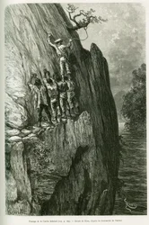 Passage der Cuesta Infernal. Gravur von Riou zur Illustration der Geschichte Voyage dans le delta du Pilcomayo et de Buenos Aires a Sucre