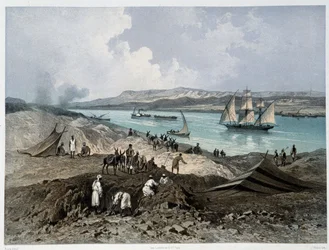 Ansicht des Kanals - in Einweihung des Suezkanals von G. Nicole. 1869