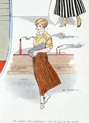 Frau stellt Munition für den Krieg 1914-1918 her. „Lastwagen! Munition! Er schickt sie!“ In „Bayonet“, am 25.11.1915