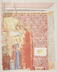 Innenraum mit rosa Tapete II