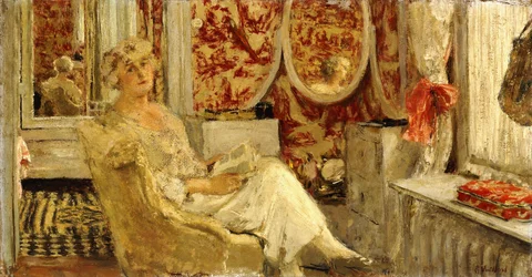 Lucy Hessel im Boudoir auf dem Cezanne-Anwesen, Vaucresson, 1924