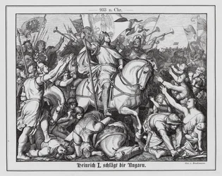 Heinrich I., König von Ostfranken, besiegt die Ungarn in der Schlacht von Riade, 933