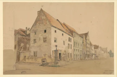 Straße in Thorn mit dem Geburtshaus des Nikolaus Kopernikus
