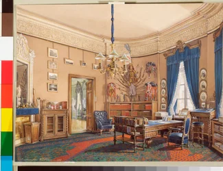 Interieurs des Winterpalastes - Das Arbeitszimmer des Kronprinzen Nikolai Alexandrowitsch
