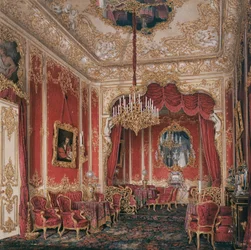 Innenräume des Winterpalastes. Das Boudoir der Kaiserin Maria Alexandrowna, 1861