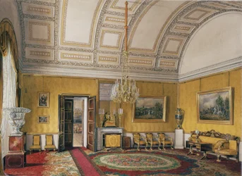 Innenräume des Winterpalastes. Das Erste Reservierte Apartment. Der Gelbe Salon der Großfürstin Maria Nikolajewna, 1866