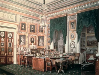 Das Arbeitszimmer von Alexander III. (1845-94) im Gatchina-Palast, ca. 1881