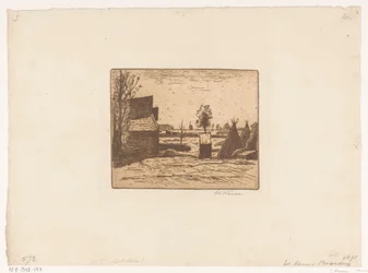 Bauernhof mit Scheune und Heuschobern