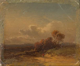 Sommerlandschaft mit Mann mit rotem Hut