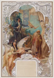 Taschenspieler (Entwurf für ein Wandgemälde im Varieté Ronacher, Wien)