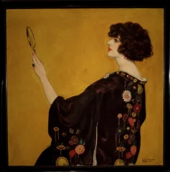 Frau im Profil mit Kimono