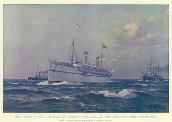 H.M.S. Ophir, in dem der Herzog und die Herzogin von Cornwall und York ihre Kolonialtour machen