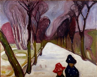 Allee im Schneesturm