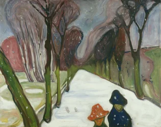 Neuer Schnee in der Allee