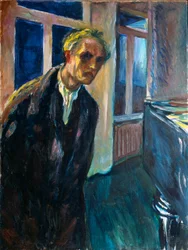Selbstporträt oder Mann, der nachts geht Gemälde von Edvard Munch (1863-1944) 1923-1924.