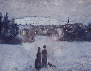 Winterlandschaft in der Dämmerung