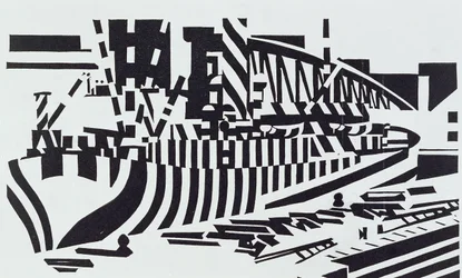 Geblendetes Schiff im Trockendock