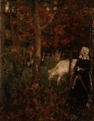 Pastorale Landschaft mit einem Mädchen