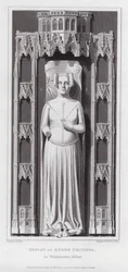 Abbild von Königin Philippa, in der Westminster Abbey (Gravur)