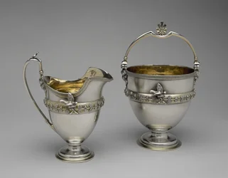 Sahnekrug und Zuckerbehälter, ca. 1865-1869 (Silber und Silber vergoldet)