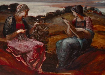 Zwei Figuren in einer Landschaft