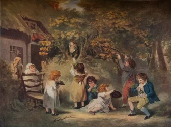 Kinder beim Nüsse sammeln, um 1783