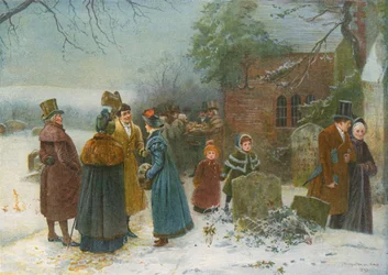 Weihnachtsmorgen: Nachbarschaftliche Grüße und Gaben an die Armen und Bedürftigen