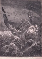 Tod von Harold in der Schlacht von Hastings 1066 n. Chr.