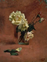 Stillleben mit Rosen in einem Glas