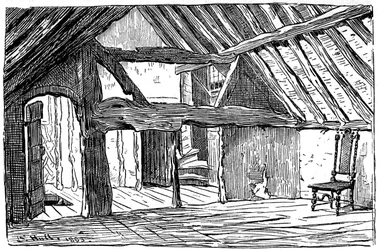 Das Obergeschoss von Shakespeares Geburtshaus, Stratford-upon-Avon, 1885