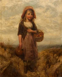 Mädchen mit einem Korb Äpfel