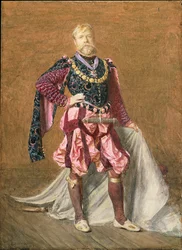 Selbstporträt des Künstlers in elisabethanischer Kleidung, 1887 (Aquarell)